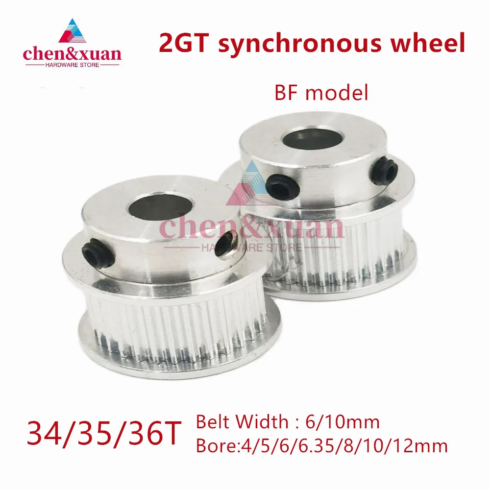 

3D Printer Parts GT2 Timing Pulley 2GT 34T/35T/36T Tooth Teeth Bore 4/5/6/6.35/8/10/12mm ,Synchronous Wheels Width 6/10/mm Belt