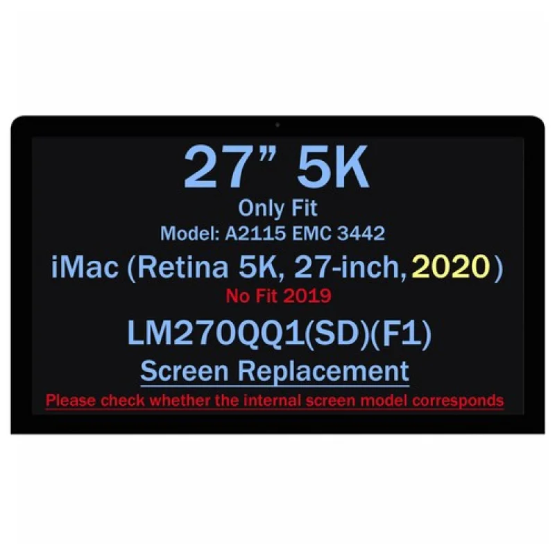 

A++27" 5K for iMac A2115 2020 Year EMC3442 LM270QQ1 SD F1 LCD Display Screen Panel