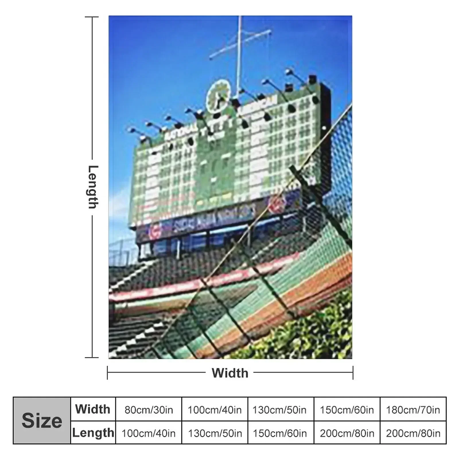 Wrigley Field, Bleacher Bums. Outfield Scoreboard Wrigley, Ivy Covered Walls, Waveland Ave, The Basket at Wrigley, Throw Blanket