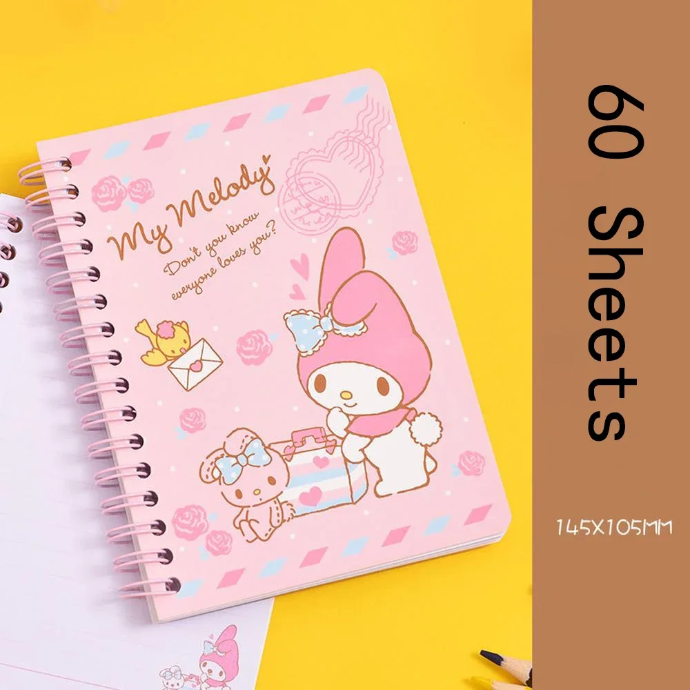 Sanrio Series Hello Kitty Melody Kuromi Cinnamoroll Children\'s Notepad Sticker Notebook Kawaii Cartoon Manual 2024 New Hot