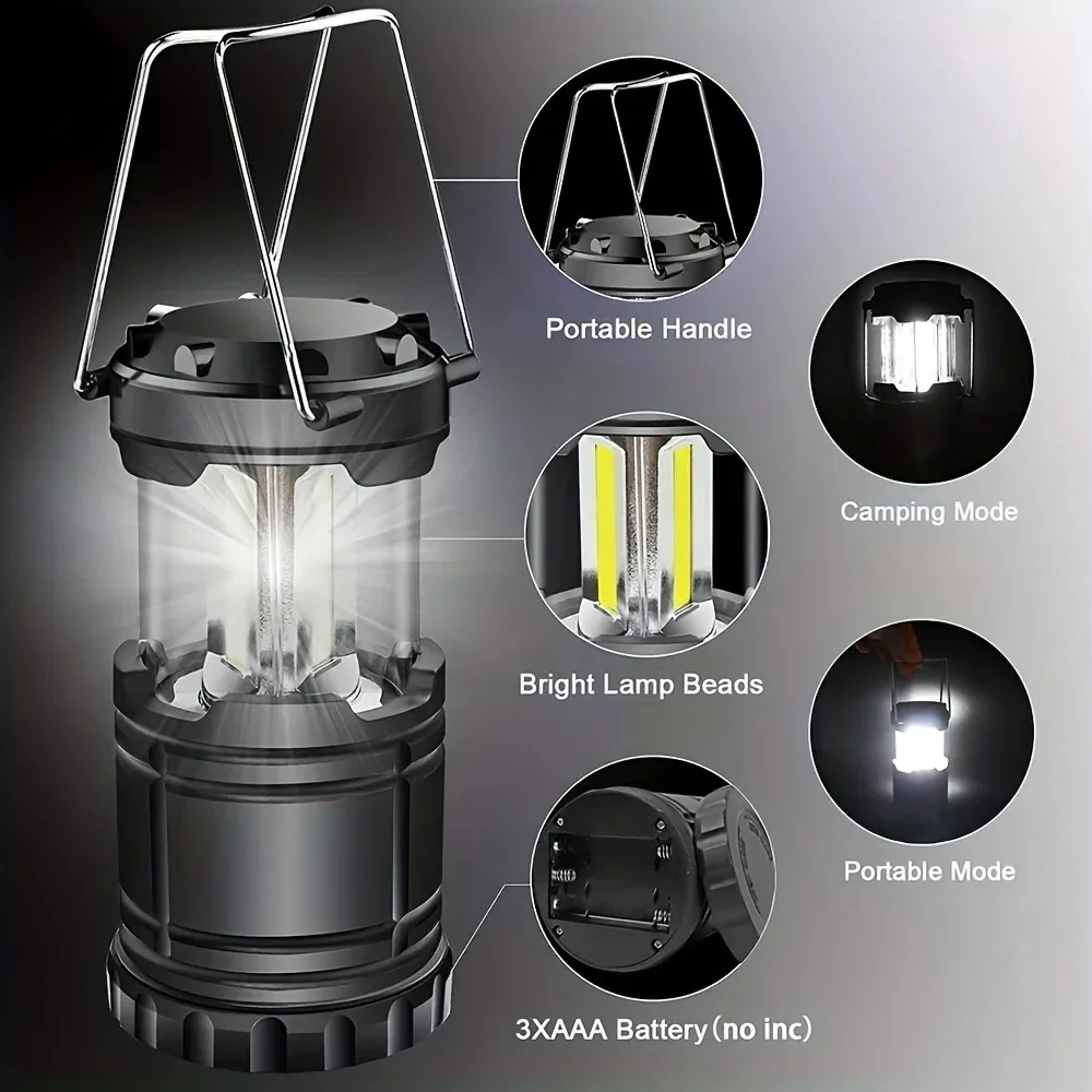HOMEFISH Camp Lamp, Outdoor Tent Light, Portable Lantern, Multifunctional Emergency Light, Battery Powered (Without Batteries )