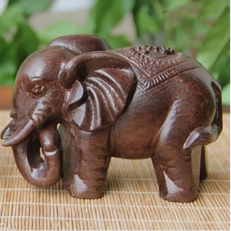 

Elephant Craft Mini Animals Statue Wooden Ornaments