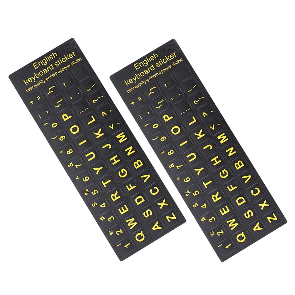 

2pcs Keyboard Stickers Black Computer Laptop Desktop Replacement Waterproof Dustproof English Alphabet Letter Universal