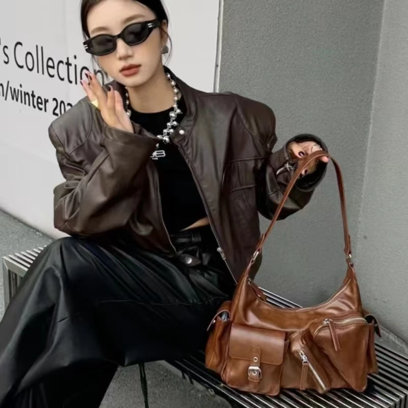 Women\'s Y2K New Locomotive Package Luxury Designer Handbags Purses Fashion Large Capacity Multiple Pockets Shoulder Underarm Bag