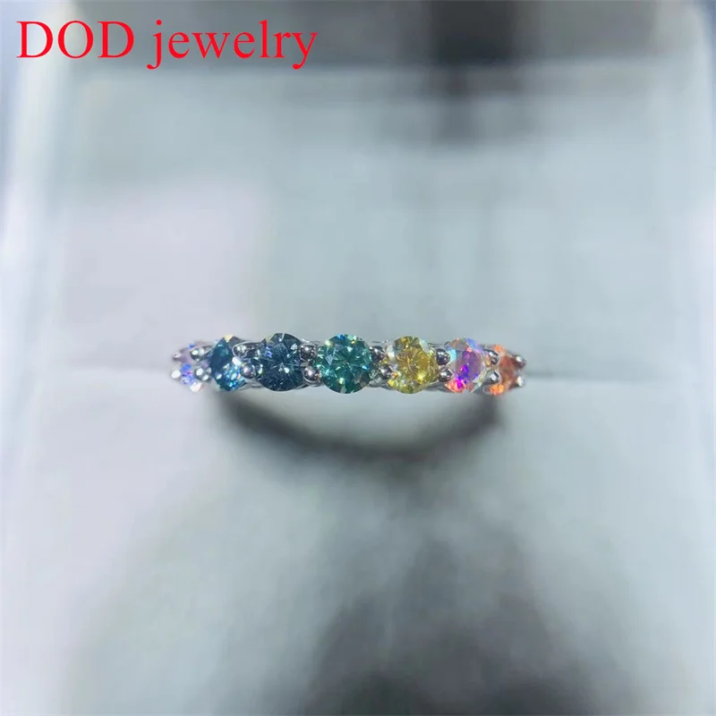 DOD シルバー 925 リング女性用カラフルなモアッサナイトソリティア
