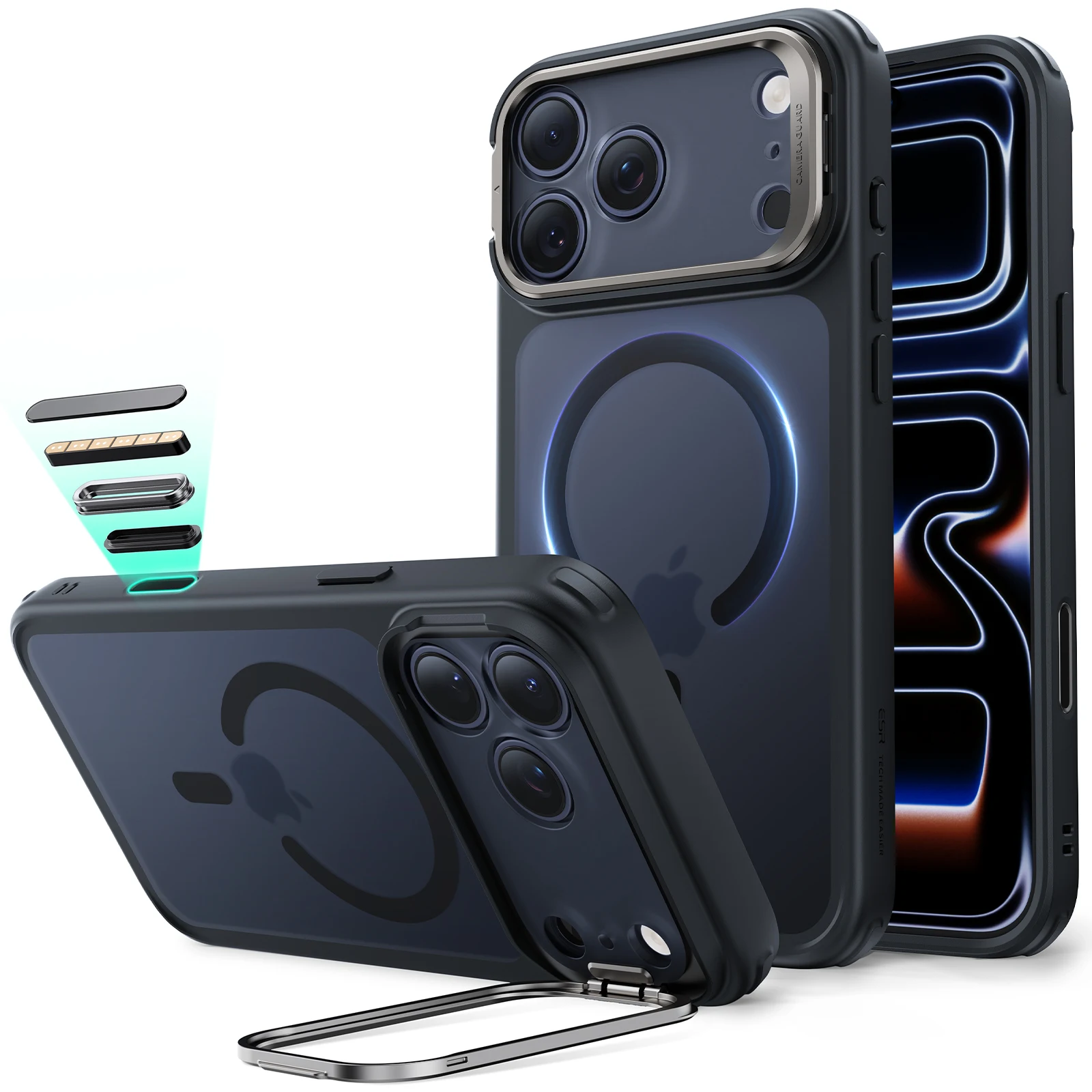 ESR voor iPhone 17/16-serie Magnetische hoes met standaard Militaire drop-camerabediening Beschermhoes voor iPhone Air