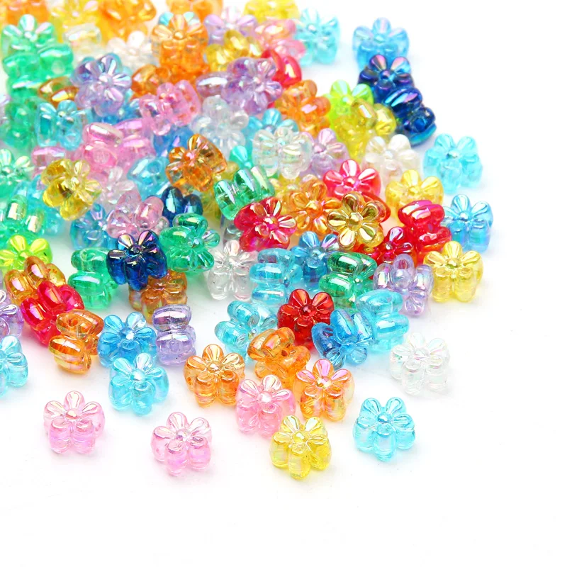 100pcs 7mm Multicolor Flower Acrylic Spacer Beads ABS Loose Beads For Jewelry Making Diy Bracelet Necklace Crafts Needlework