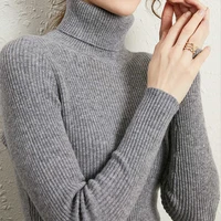 2026 Simple Women Turtleneck Sweater Winter Fashion Pullover Elastic Knit Ladies Jumper Casual Solid Black Female Basic Tops 3