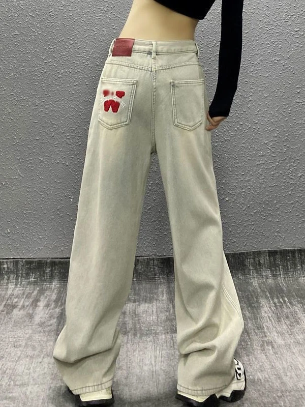 

Женские джинсы с высокой талией и широкими штанинами, новинка весны, прямой крой, светло-голубые, для повседневной носки