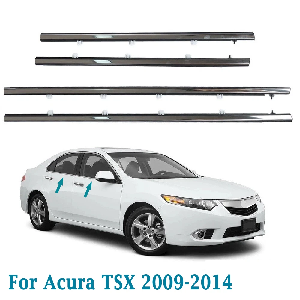 

4Pcs Window Weatherstrips Side Door Window Outer Glass Moulding Belt Waterproof Trim Sealing Protector For Acura TSX 2009-2014