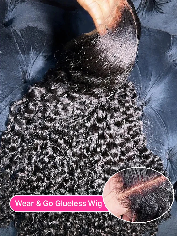 300% 13x6 Wasserwellen-Lace-Front-Perücken, kleberlose Echthaar-Perücken, sofort tragbare Perücken, original indische Perücken ohne Kleber, Lace-Frontal-Echthaar-Perücken, vorgeschnitten für Damen,