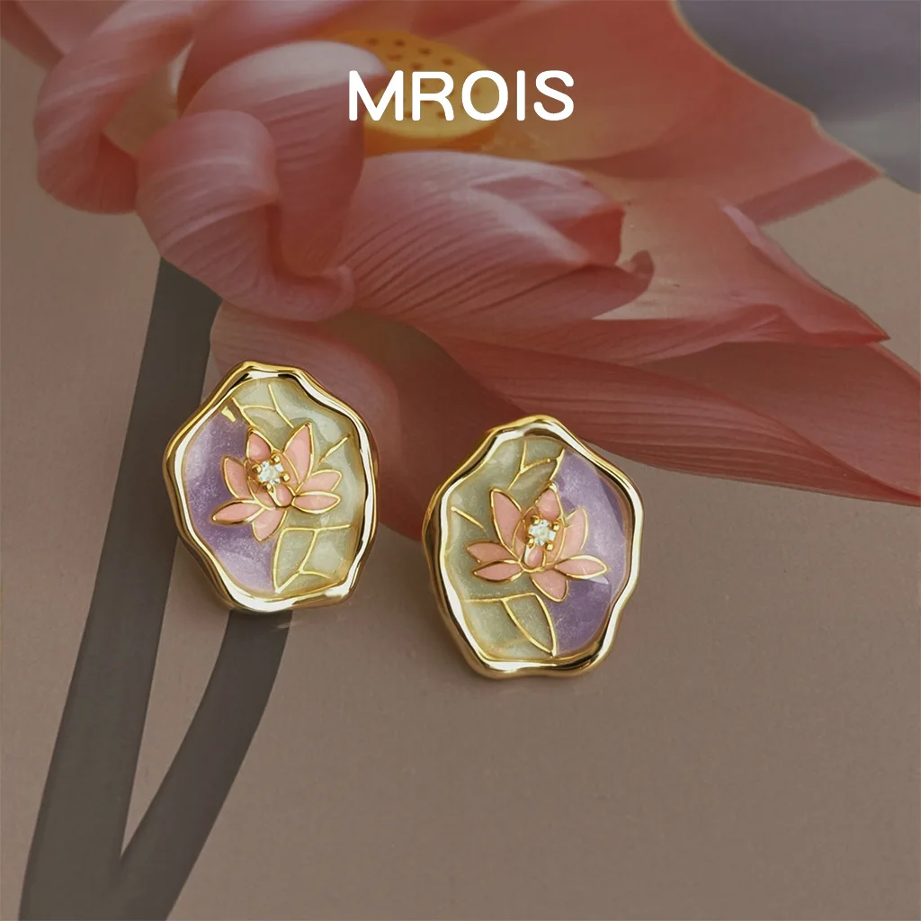 Monet Garden~ Original French retro drip glaze earrings, niche artistic temperament earrings for women