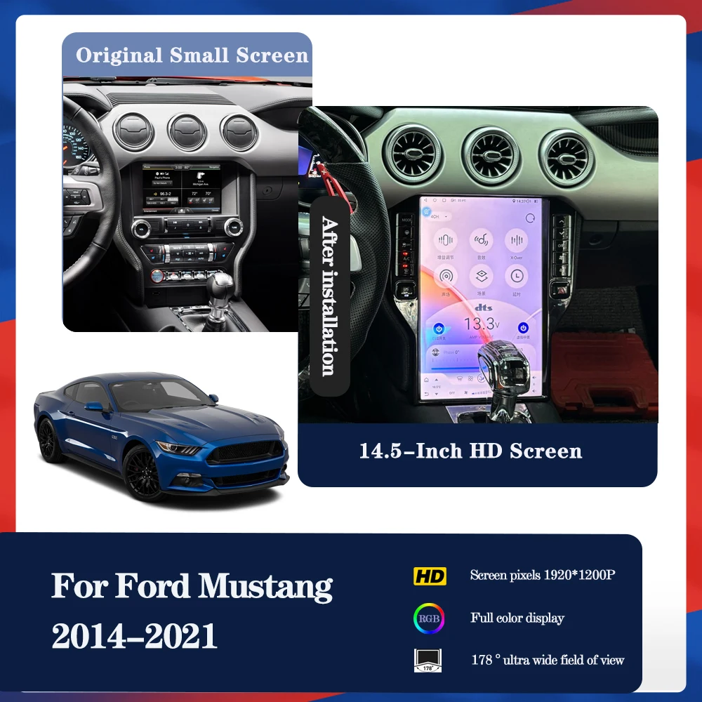 14.5Inch For Ford Mustang 2014-2021 Car Multimedia Video Player Android 13  GPS Navigation Auto Radio Carplay 4G 360 camera