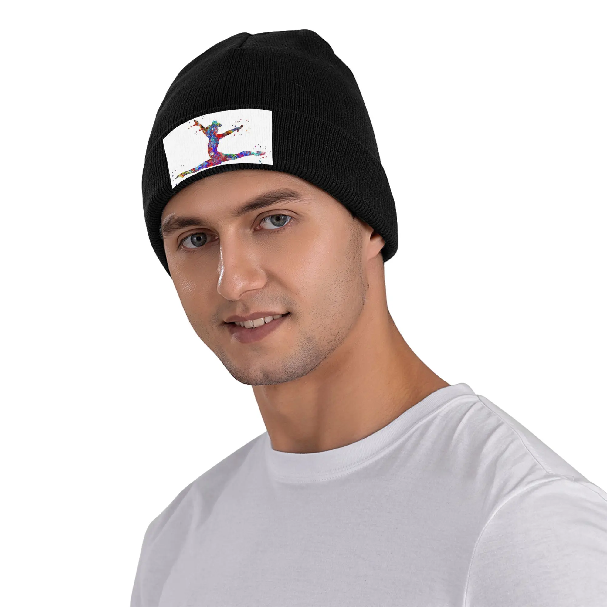 

Гимнастическая девушка, акварельная гимнастика, зимние шапочки Skullies, шапка, теплые осенние вязаные шапки, шапки для женщин и мужчин