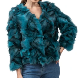 Real Fox Fur Coat for Women, Furry Coat, Casual Fashion, New Style, Autumn and Winter, Blue and Green Color, B230617, Hot Sale