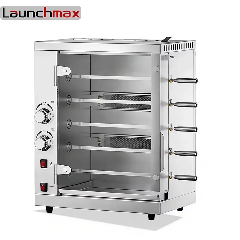 for 5 Grills Gas Grilled Chicken Stove Machine Stainless Steel Material with Tempered Glass Door Commercial BBQ Roaster