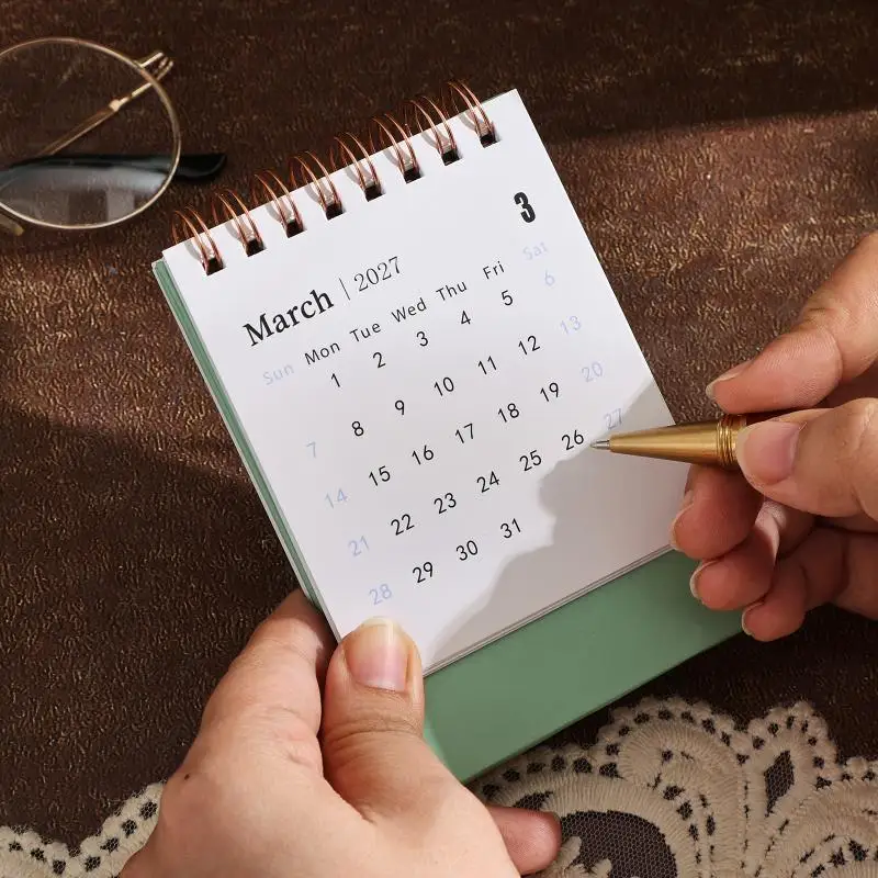 2027 Mini Morandi Color Calendar Small Desk Calendar Memo Calendar Planner Desktop Decoration Office Stationery New Year Gifts