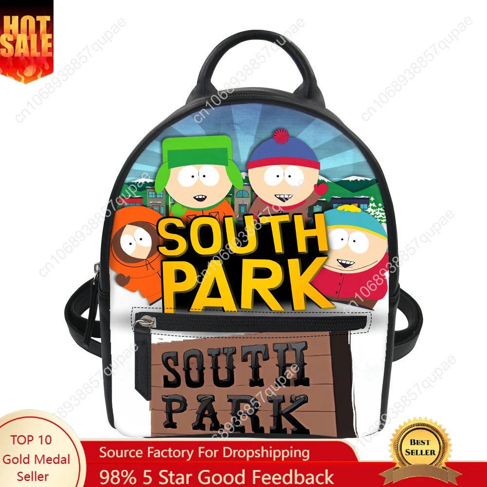 South Park Cartoon Animation Backpack Purse Carter Schoolbags Double Shoulder Bag Mini Daypack Leather Travel Bag