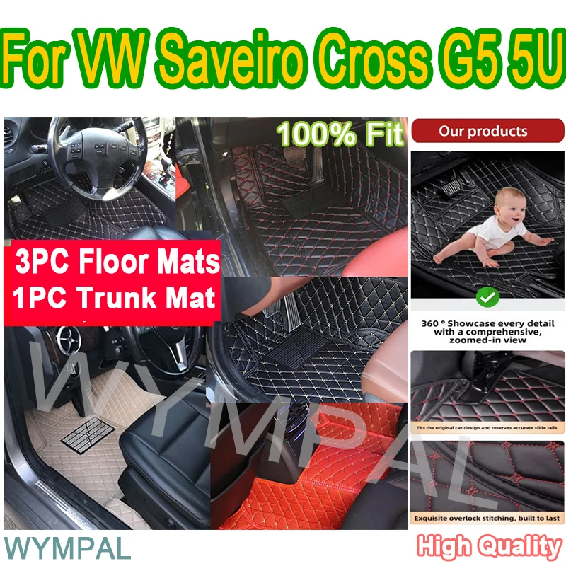 Tapete de couro luxuoso para assoalho de carro, para vw saveiro cross g5 5u 2009 ~ 2017, protege acessórios interiores de veículos artificiais personalizados