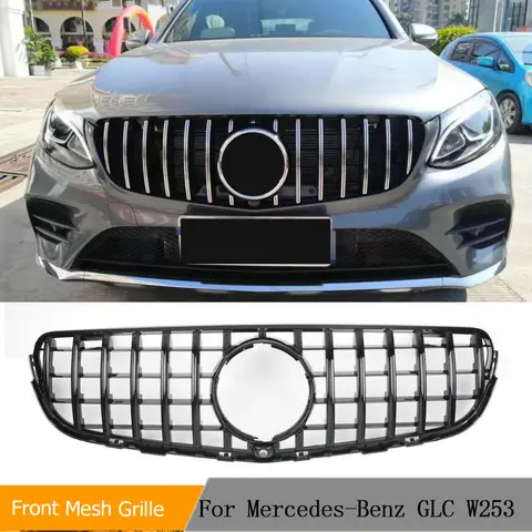 메르세데스 벤츠 GLC 클래스 GLC200 GLC250 GLC300 스포츠 GlC450 GLC63 2015-2018 W253 AMG GT 용 자동차 프론트 레이싱 메쉬 그릴 그릴