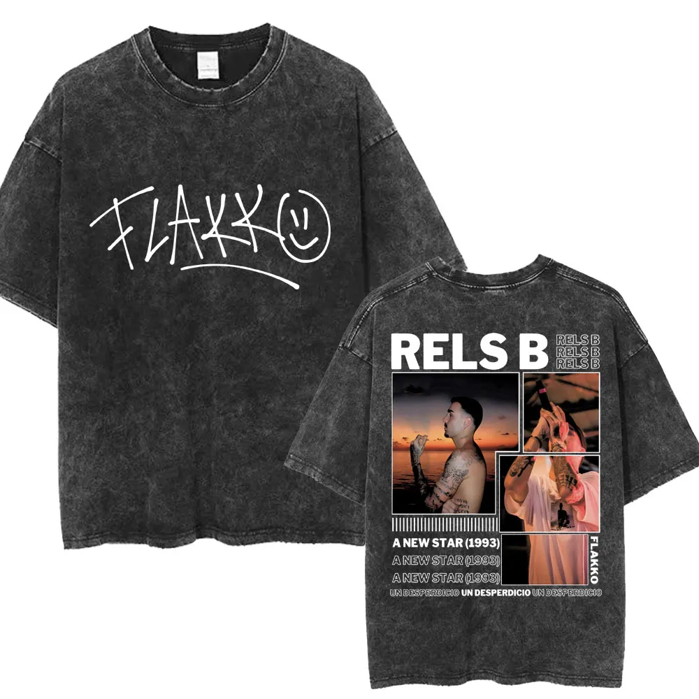 

Рэпер Rels B A New Star Album Washed Футболка Мужчины Женщины Винтаж Модная Хип-Хоп Футболка Хлопок Негабаритные Футболки Мужская Уличная Одежда