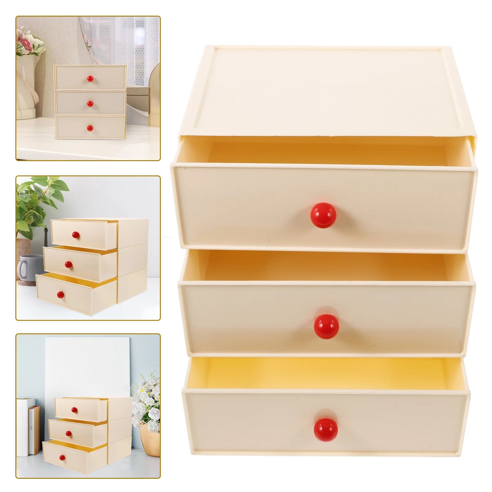 

Desktop Organizer Box Multi-Tier Storage For Cosmetics Cotton Swabs Makeup Pads Desk Stationery Supplies Drawer Organizer