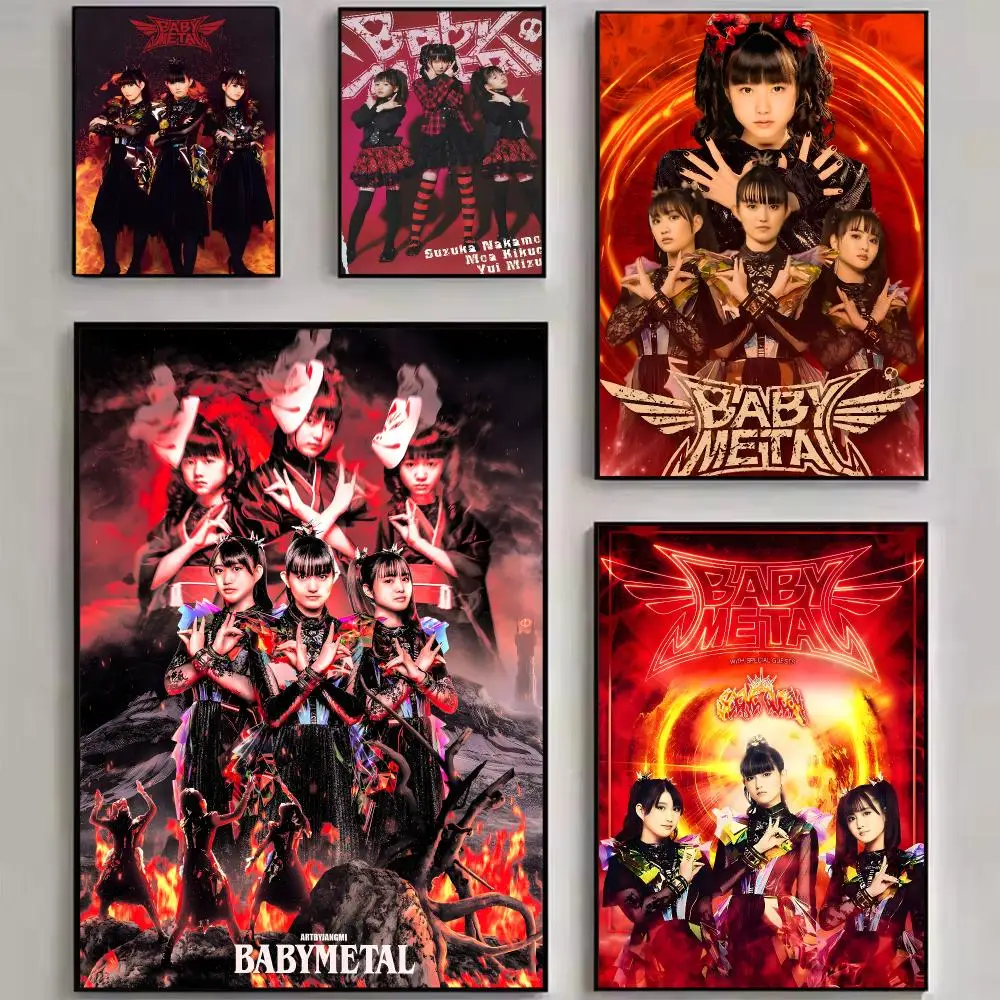 Japanese Metal Band B-Babymetal Poster Stylized Art Textured Canvas Mural For Bedroom Living Room Interior Wall Decoration