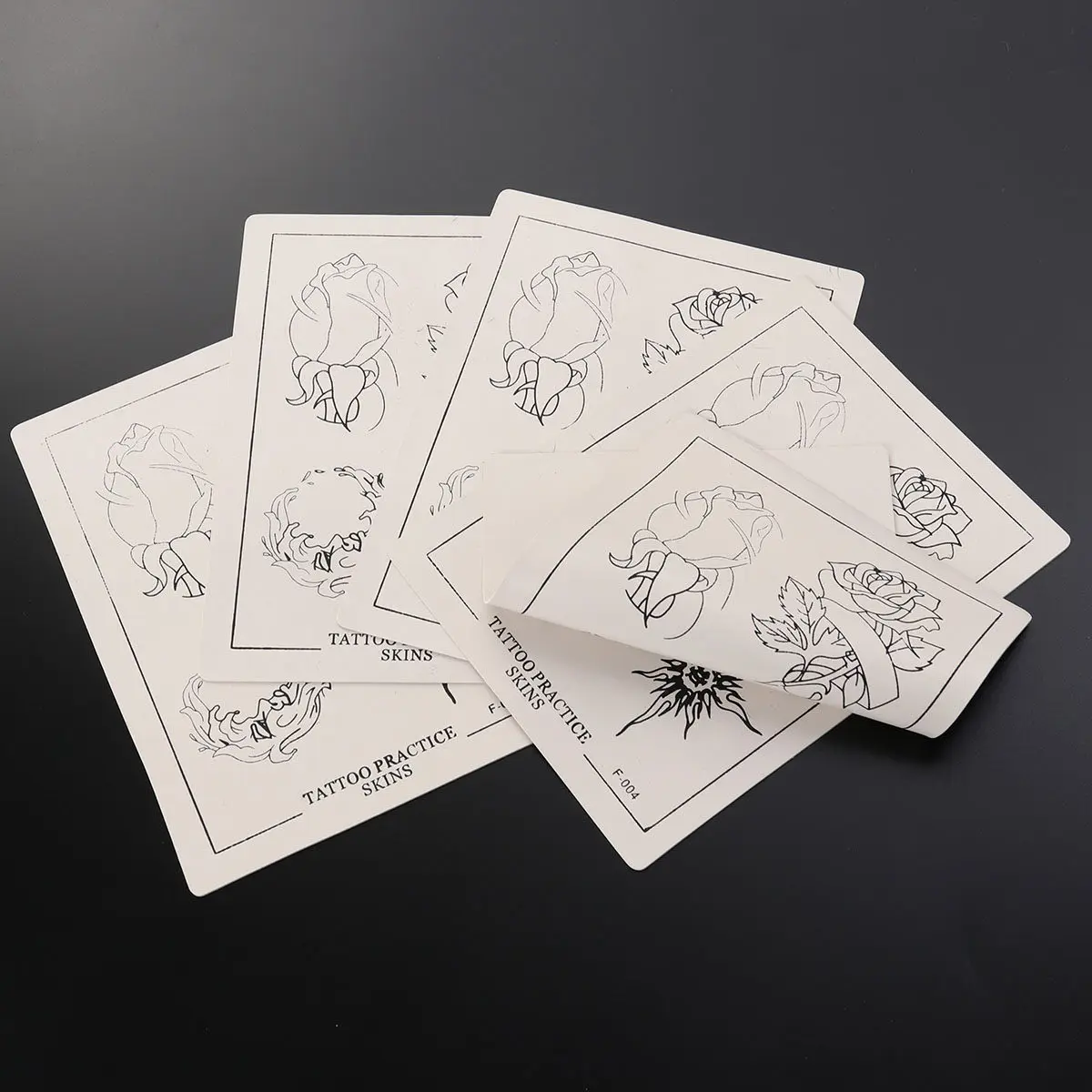 

5pcs Tattoo Practice Skin For Beginner Patterned Silicone Sheet Reusable Double-Sided Training Skin For Shading Outlining