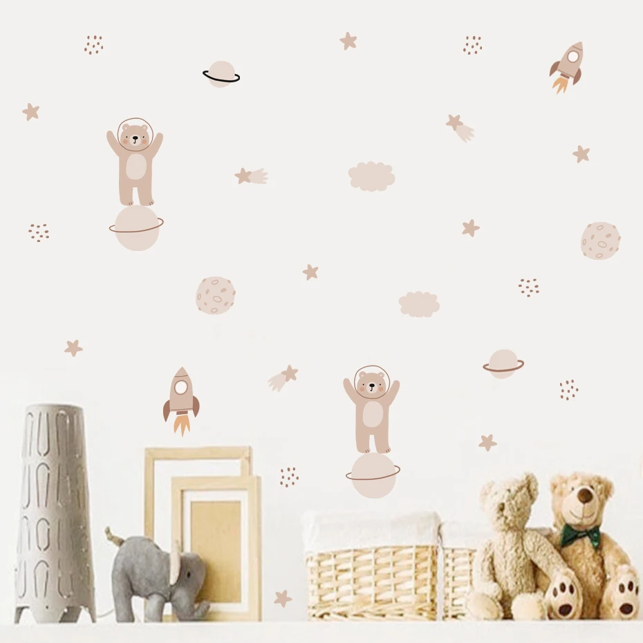 

Cartoon Cute Bohemian Planet Watercolor Nursery Stickers Removable Wall Decals Art Print Kids Boys Room Interior Home Decor