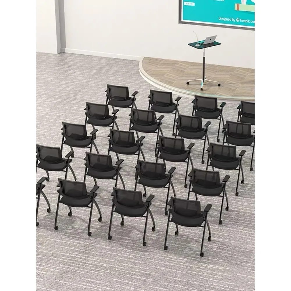 CLATINA Mesh Guest Reception Stack Chairs with Caster Wheels and Arms for Office School Church Conference Waiting Room 2 Pack