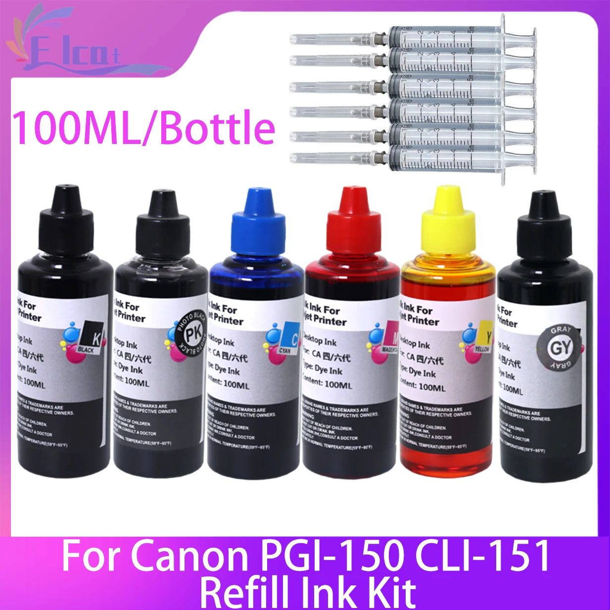 

PGI-150 CLI-151 PGI150 CLI151 Refill Ink Refill Ink Kit Dye For Canon PIXMA MG5410 MG5510 MG5610 MG6310 MX721 IP8710 Printer Ink