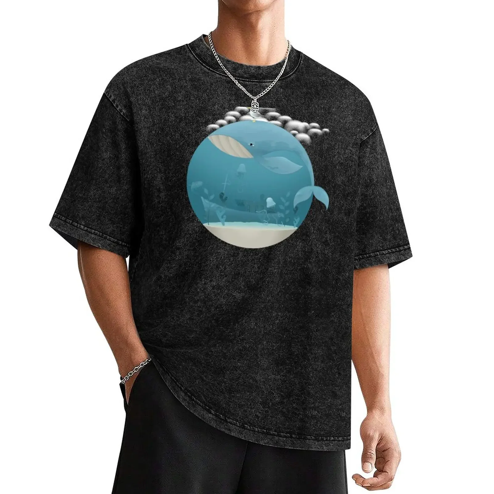 Whale & Jellyfish T-Shirt tees plus sizes graphic t shirt vintage mens graphic t-shirts