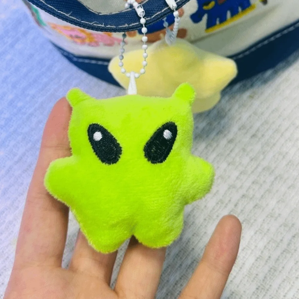 Cartoon Soft Plush Backpack Pendant Mini Cute Star Mobile Phone Rope Adorable Kawaii Style Alien Cat Keychain Bag Decor
