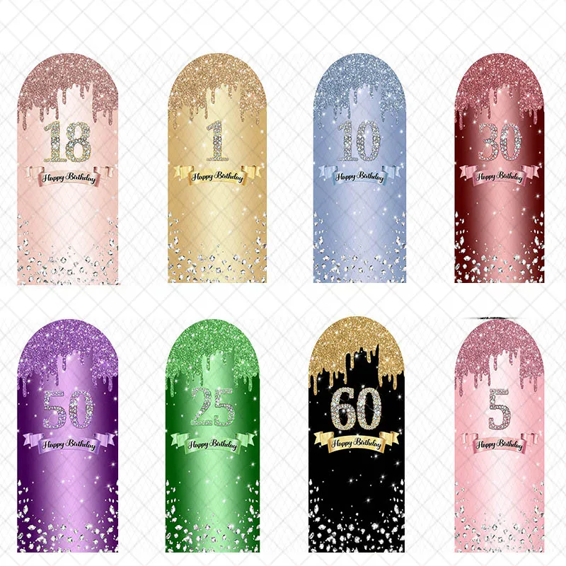 LS Custom Name Age 2-Sided Glitter Diamond Kids Birthday Party Baby Shower Covers Chiara Arch Background Decor Backdrop Photo