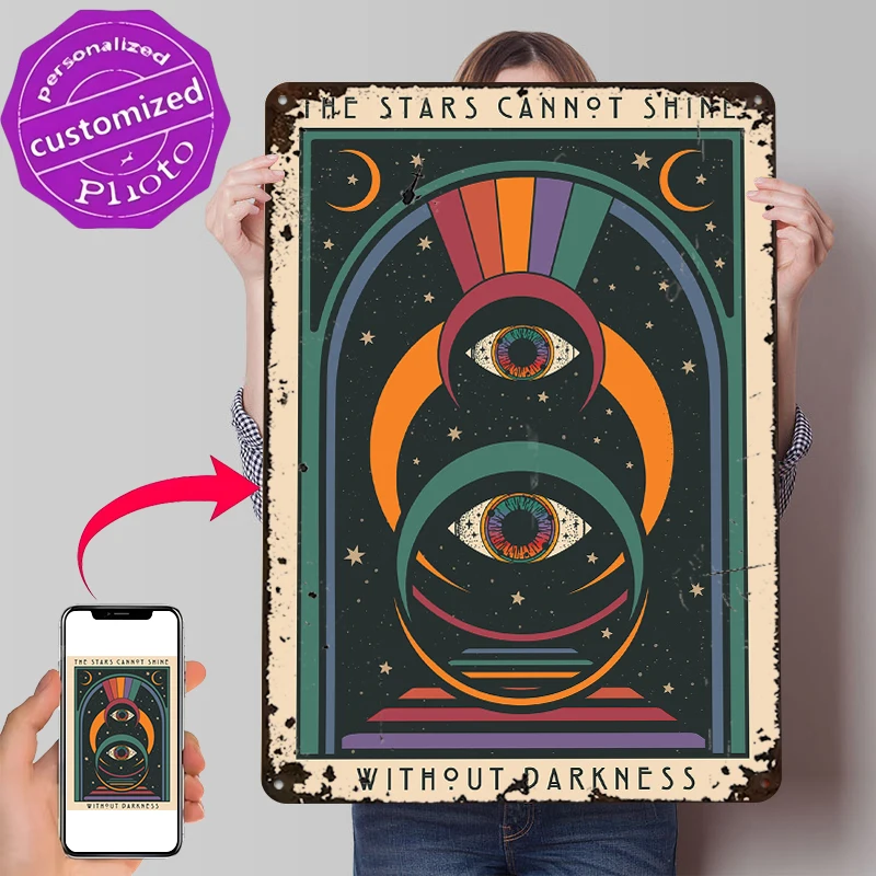 Without Darkness Lightly 3D Poster Customized Vintage Metal Signs Wall Art Retro Tin Plaque for Office Decoration Gaming House