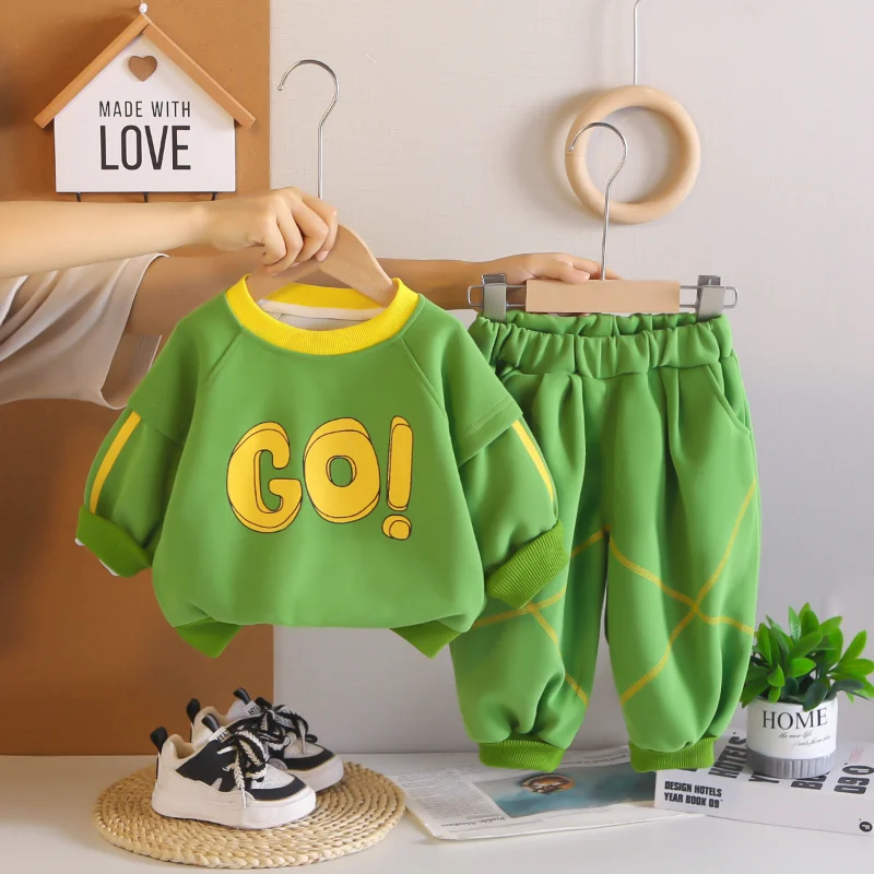 2026 Spring Autumn Baby Girls Clothes Children Boys Long Sleeved T-Shirt Pants 2Pcs/Sets Infant Casual Clothing Kids Tracksuits