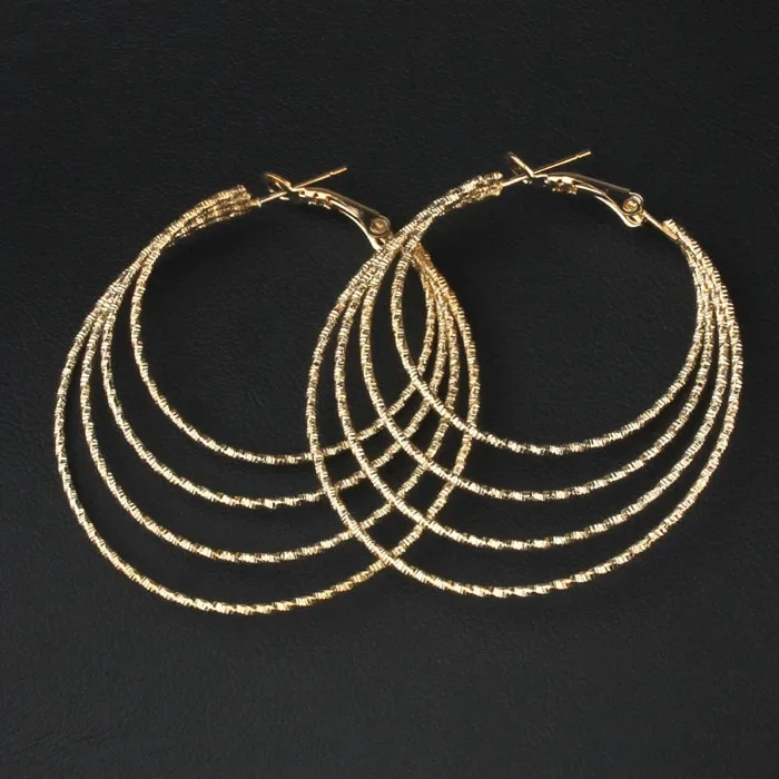 SOHOT Vintage Exaggerate Copper Alloy Big Round Smooth Gold Color Geometry Hoop Earrings For Women Piercing Jewelry Accessories