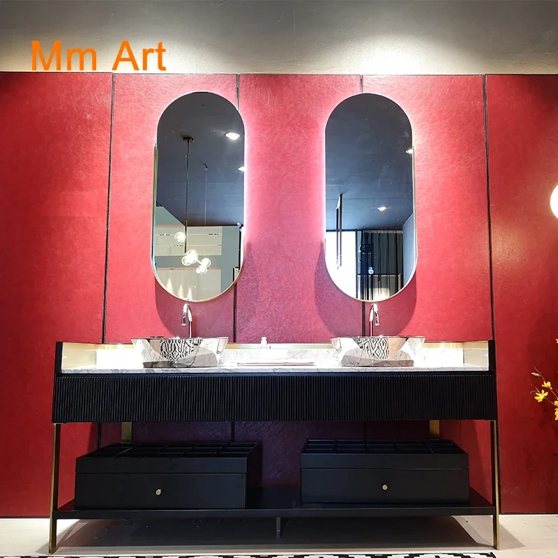 new modern design double sink black color bathroom vanities