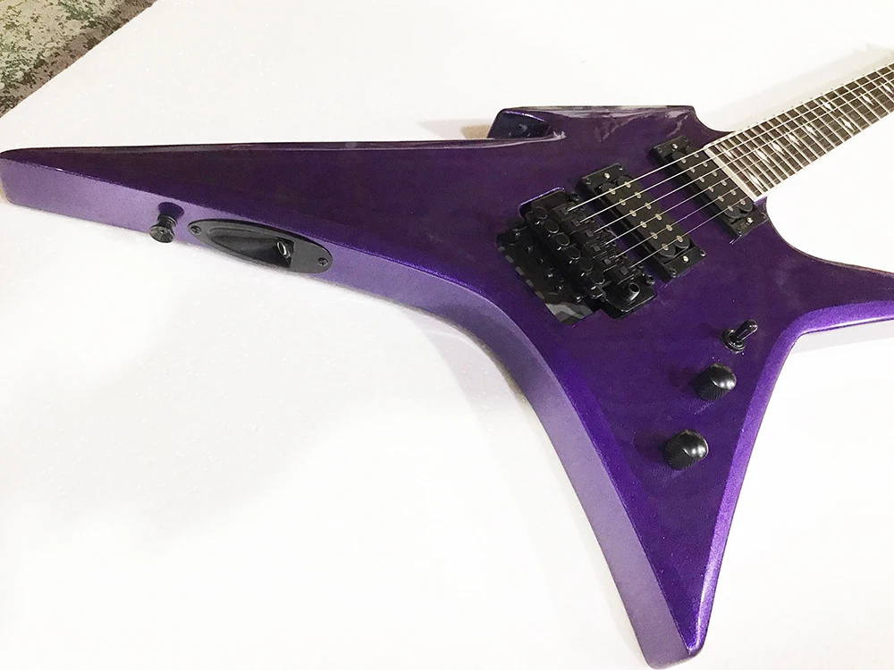 Factory Outlet 6 Strings Purple Electric Guitar with Humubuckers Pickups,Rosewood Fretboard,24 Frets