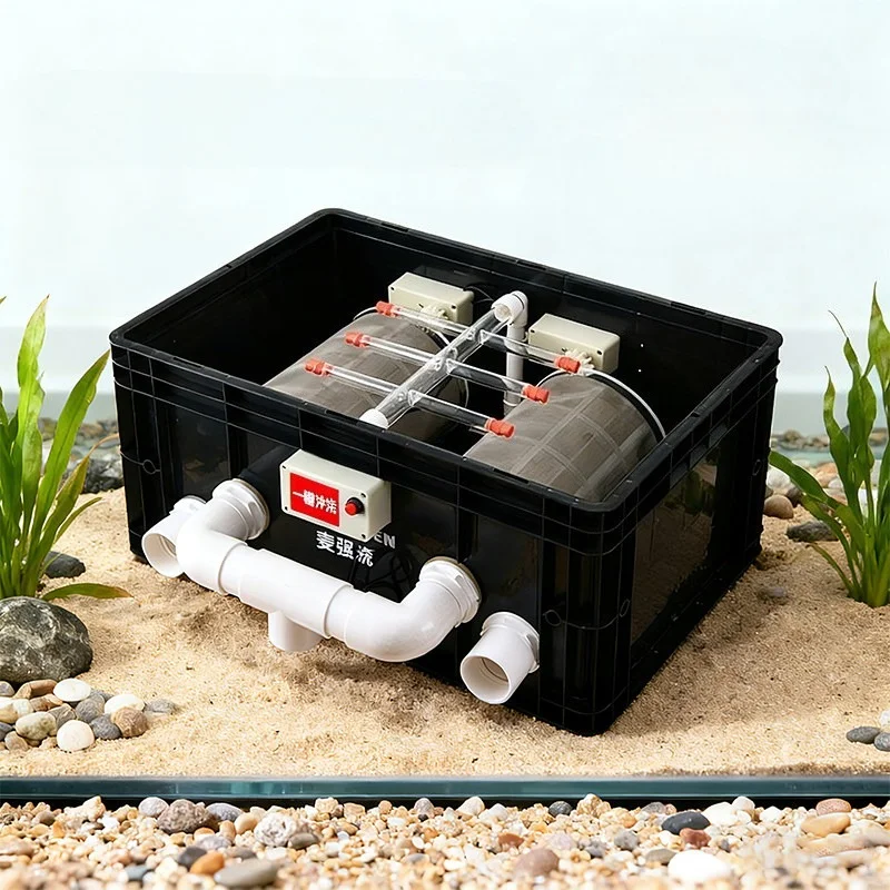 Fish Tank Rotary Drum Filter Automatic Backwash Aquarium Microfiltration Machine Water Circulation Fishbowl Water Purifier