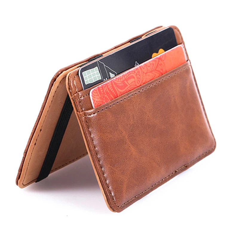 Ultra Thin Men\'s PU Leather Mini Magic Wallet Small ID Credit Card Holder Money Cash Purse for Men Women Business Slim 2023