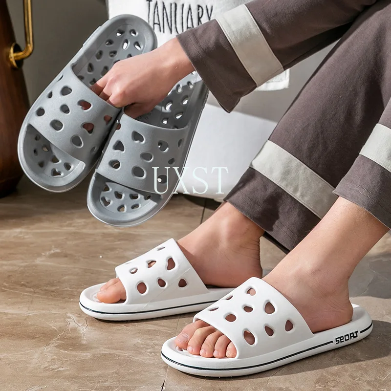 شباشب صيفية للرجال والنساء غير قابلة للانزلاق، صنادل حمام سريعة الجفاف، مقاس كبير، نعل سميك مجوف #2