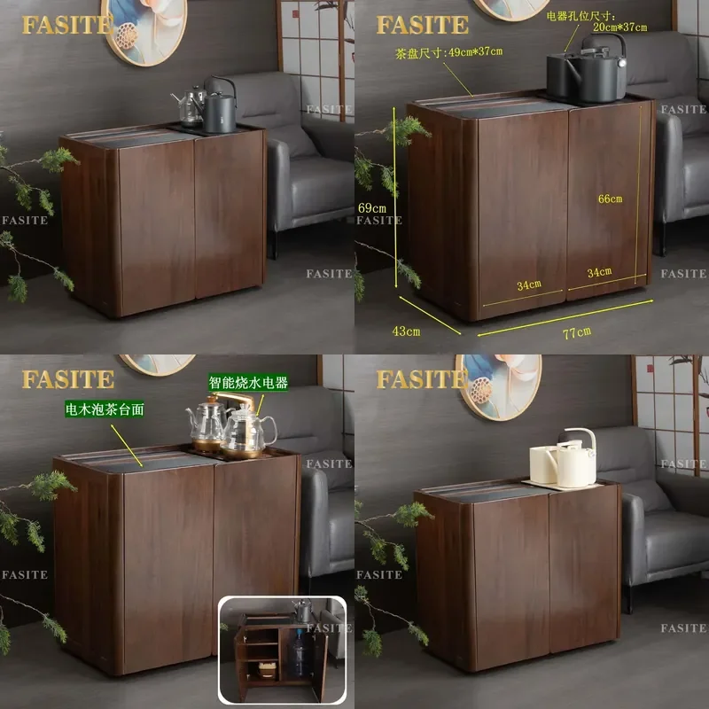 For Ebony Mobile Tea Cabinet Boiling Water Coffee Table Bakelite Tea Side Cabinet Sofa Integrated Tea Making Station Compact