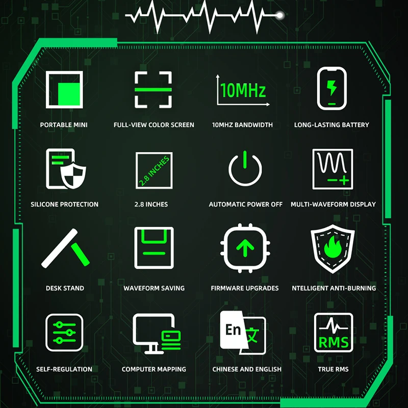 OT2 2-in-1 Handheld Digital Oscilloscopes 48MS/s Sampling Rate 10MHz Analog Bandwidth Support Firmware Upgrade Waveform Storage