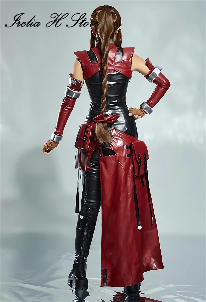 Irelia H Aerith from FF14 Final Fantasy Aerith Cosplay Costume Red and Black suit Game