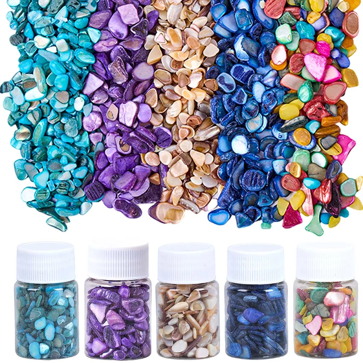 Unregelmäßige Bunte Muschelschalen-Chips Natürliche Steinchips für DIY Gips Epoxidharz Füllungen Handwerk Heim Pflanzen Deko Zubehör