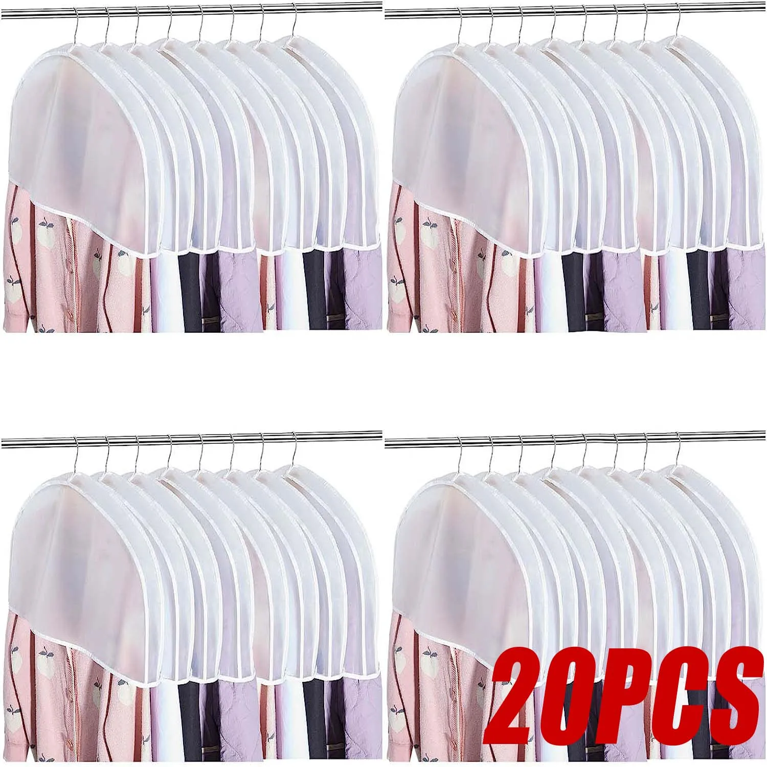 20pcs Clothes Hanging Dust cover wedding Dress Suit Coat Storage Bag Garment bags Organizer Wardrobe Hanging Clothing Organizers