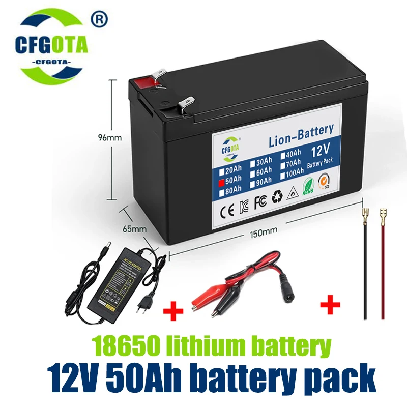 電気自動車リチウムイオン電池パック,3s,12v,50Ah,統合BMS,30a,高品質,噴霧器,18650新品