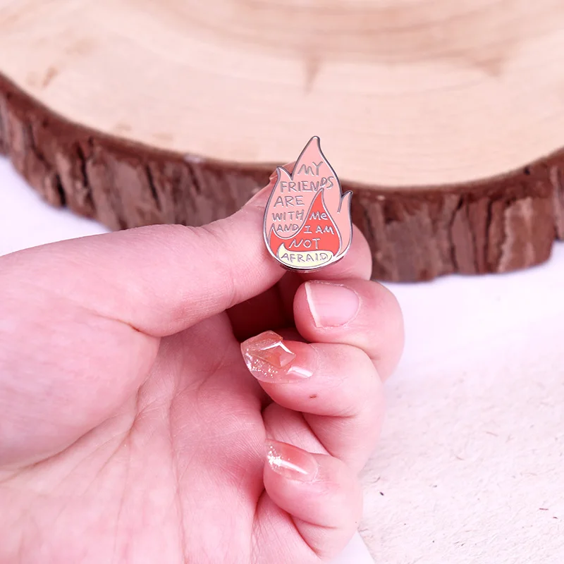 My Friends Are With Me and I Am Not Afraid Enamel Pin Sarah J. Maas HOEAB Brooch Badge view 3