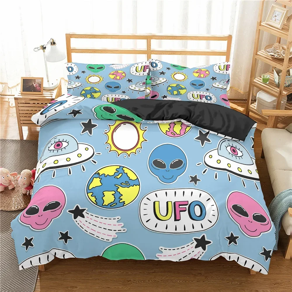 Cartoon Bedding Set Aviation Astronaut Duvet Cover Boys Blue Sky Dream Quilt Cover Twin Single Double Sizes Pillow Case